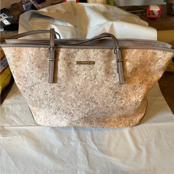 Nine West Floral Tote Beige Cream Hand Bag Large - Picture 7 of 10